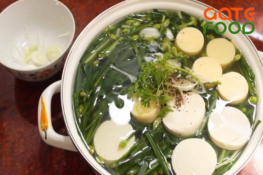 Canh hẹ đậu hũ non