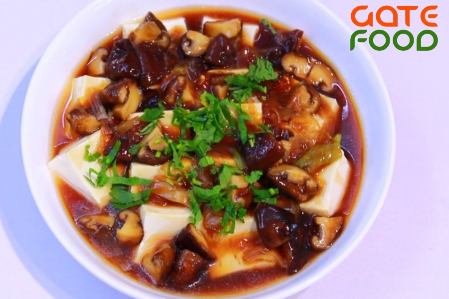 Đậu phụ non sốt nấm đông cô